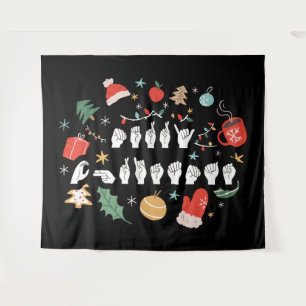 Frohe Weihnachten - ASL American Sign Language III Wandteppich