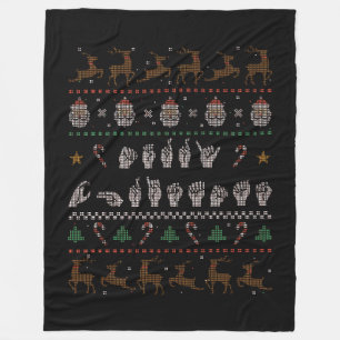 Frohe Weihnachten - ASL Amerikanische Gebärdenspra Fleecedecke