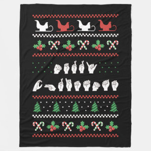 Frohe Weihnachten - ASL Amerikanische Gebärdenspra Fleecedecke