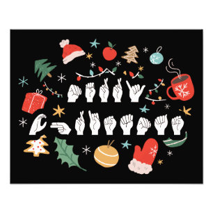 Frohe Weihnachten - ASL Amerikanische Gebärdenspra Fotodruck