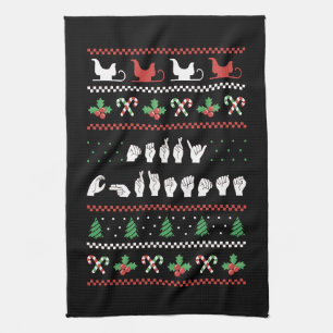 Frohe Weihnachten - ASL Amerikanische Gebärdenspra Geschirrtuch