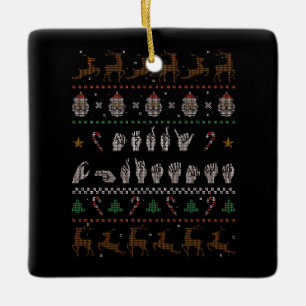 Frohe Weihnachten - ASL Amerikanische Gebärdenspra Keramikornament