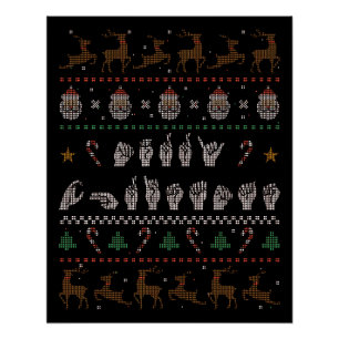 Frohe Weihnachten - ASL Amerikanische Gebärdenspra Poster