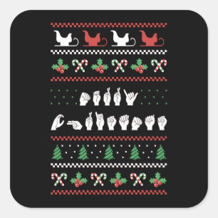 Frohe Weihnachten - ASL Amerikanische Gebärdenspra Quadratischer Aufkleber