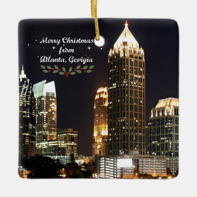 Frohe Weihnachten, Atlanta, Georgia Skyline Keramikornament (Vorderseite)