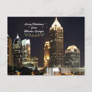 "Frohe Weihnachten", Atlanta, Georgia Skyline Postkarte