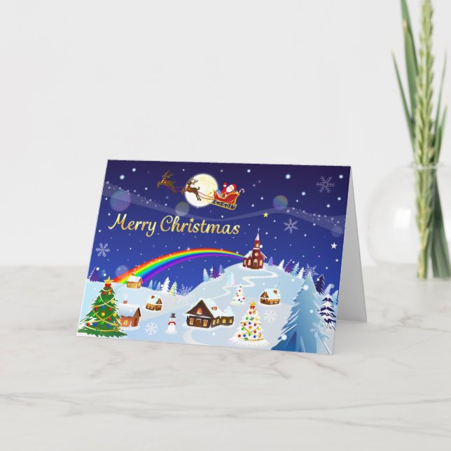 Frohe Weihnachten auf dem Vollmond Karte (Vorderseite)