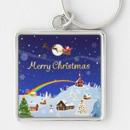 Frohe Weihnachten auf dem Vollmond Schlüsselanhänger