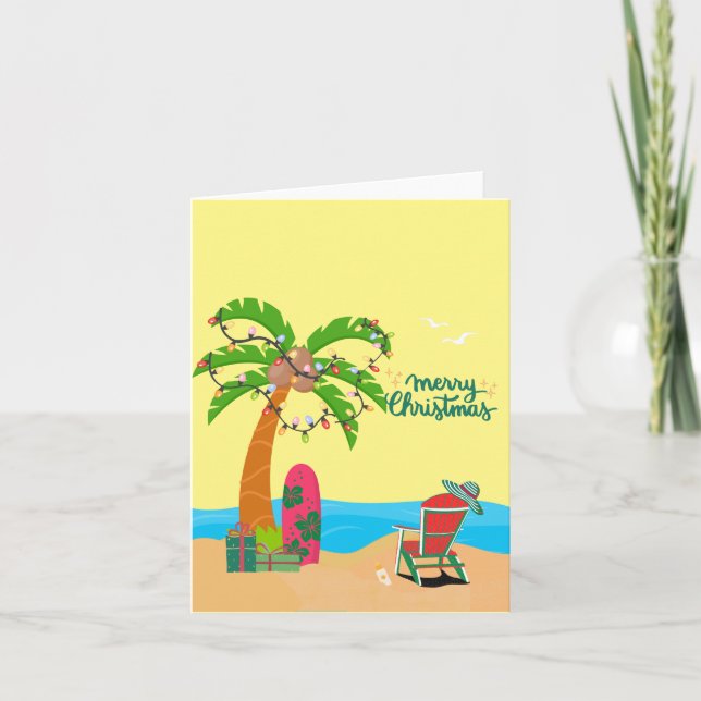 Frohe Weihnachten auf der Beach Blank Card Dankeskarte (Vorderseite)