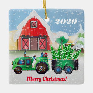 Frohe Weihnachten auf der Landfarm Keramikornament
