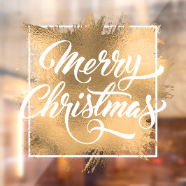 Frohe Weihnachten auf Gold Imitate Foil Fensteraufkleber