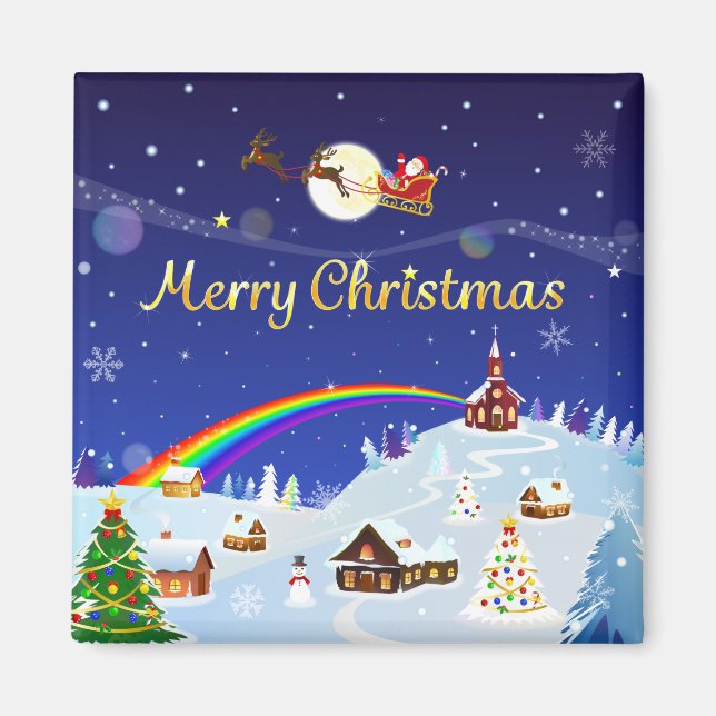 Frohe Weihnachten auf Vollmond Magnet (Vorne)