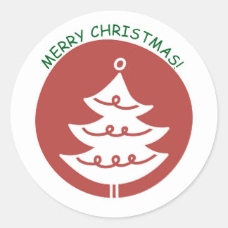 FROHE WEIHNACHTEN AUFKLEBER ROTE WEIHNACHTSBAUM