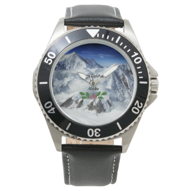 Frohe Weihnachten aus Alaska Armbanduhr (Vorderseite)