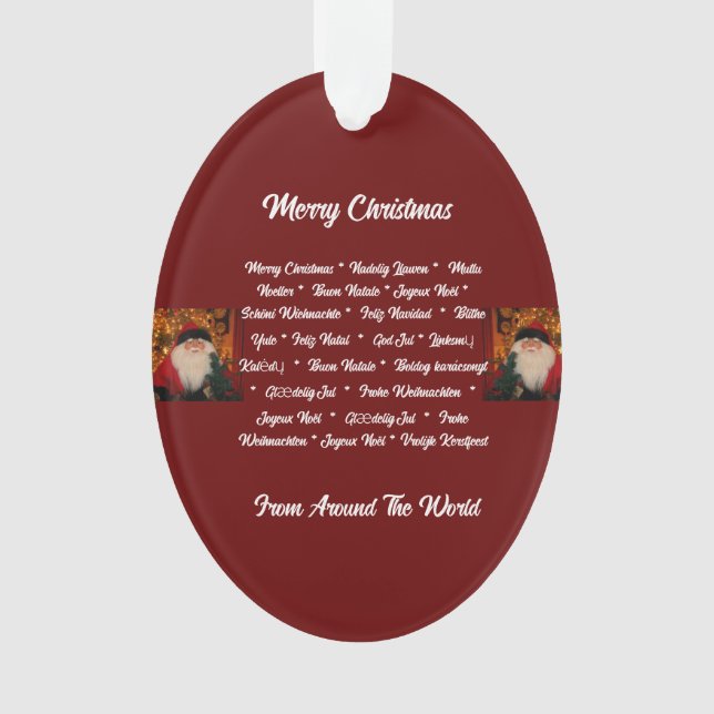 Frohe Weihnachten aus aller Welt Ornament (Vorderseite)