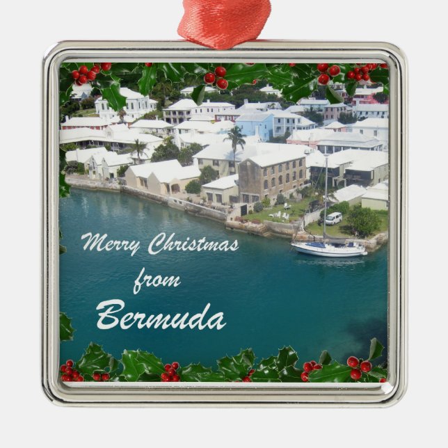 Frohe Weihnachten aus Bermuda Silbernes Ornament (Vorne)