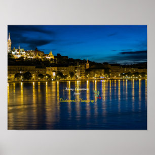 Frohe Weihnachten aus Budapest - Donau Fluss Poster