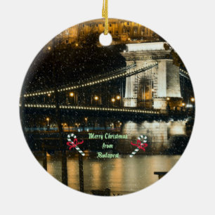 Frohe Weihnachten aus Budapest Keramik Ornament