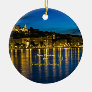 Frohe Weihnachten aus Budapest, Ungarn Keramik Ornament