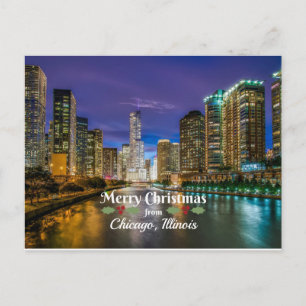 Frohe Weihnachten aus Chicago, IL Postkarte