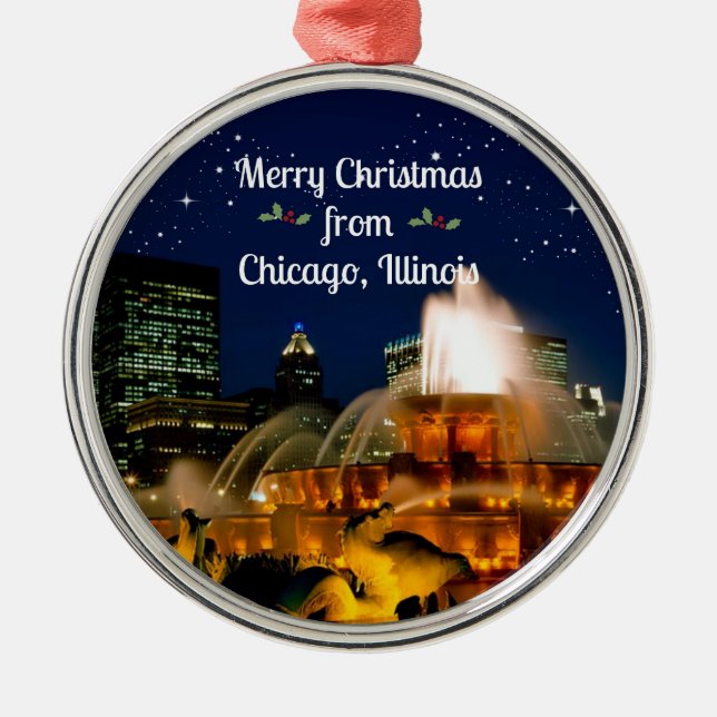 Frohe Weihnachten aus Chicago, Ornament Aus Metall (Vorne)