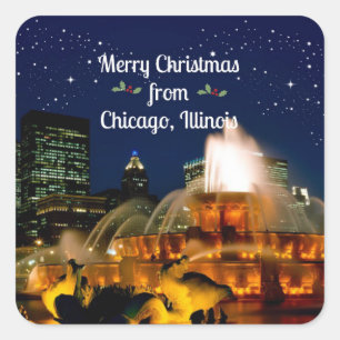Frohe Weihnachten aus Chicago, Quadratischer Aufkleber