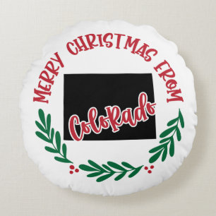 Frohe Weihnachten aus Colorado US Red Green White Rundes Kissen