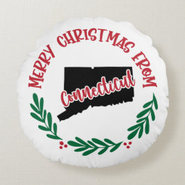 Frohe Weihnachten aus Connecticut US Red Green Rundes Kissen