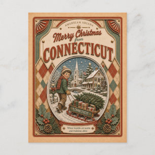 Frohe Weihnachten aus Connecticut Vintage-Schneeku
