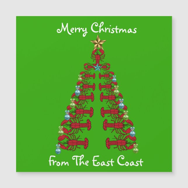 Frohe Weihnachten aus dem Hummerbaum an der Ostküs Magnetkarte (Vorderseite)