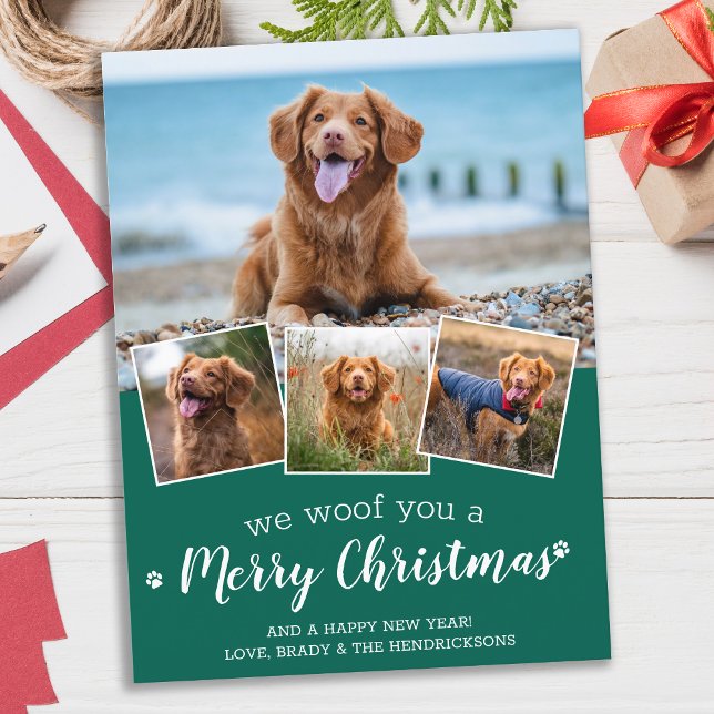 Frohe Weihnachten aus dem Hunde-Haustier Foto Coll Postkarte (Von Creator hochgeladen)