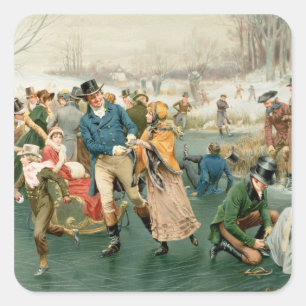 Frohe Weihnachten aus dem Jahr 1907 Quadratischer Aufkleber