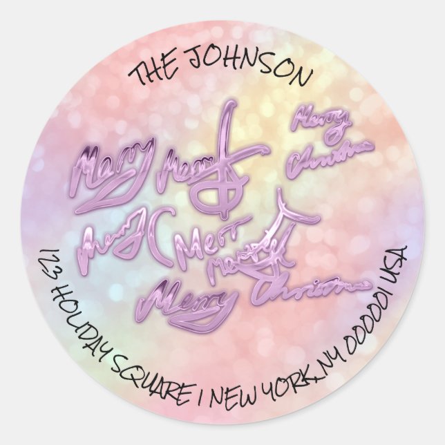 Frohe Weihnachten aus dem Namen der Lila UAWG Runder Aufkleber (Vorderseite)