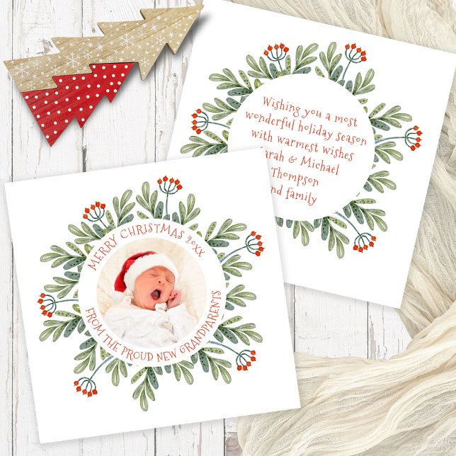 Frohe Weihnachten aus dem New Grandeltern Foto (Front and back view)