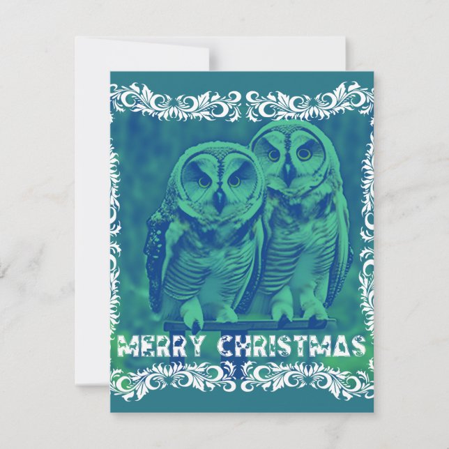 Frohe Weihnachten aus dem Owls Green Mitteilungskarte (Vorderseite)