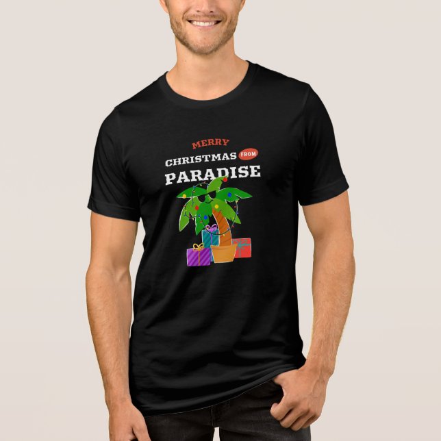 Frohe Weihnachten aus dem Paradies Tri-Blend Shirt (Vorderseite)