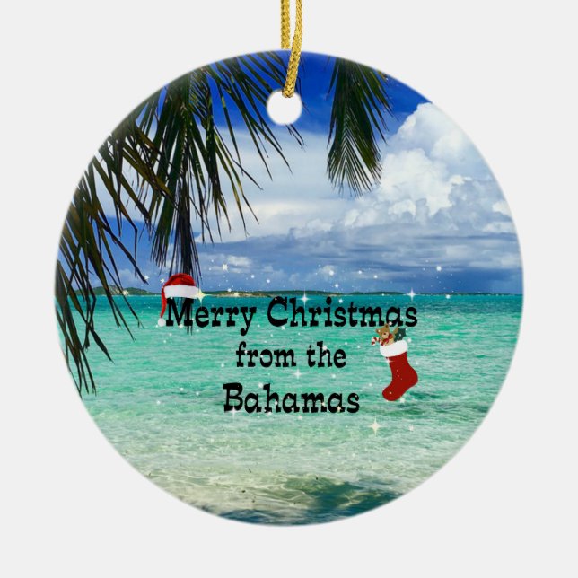 Frohe Weihnachten aus den Bahamas Keramik Ornament (Vorne)