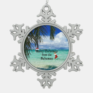Frohe Weihnachten aus den Bahamas Schneeflocken Zinn-Ornament