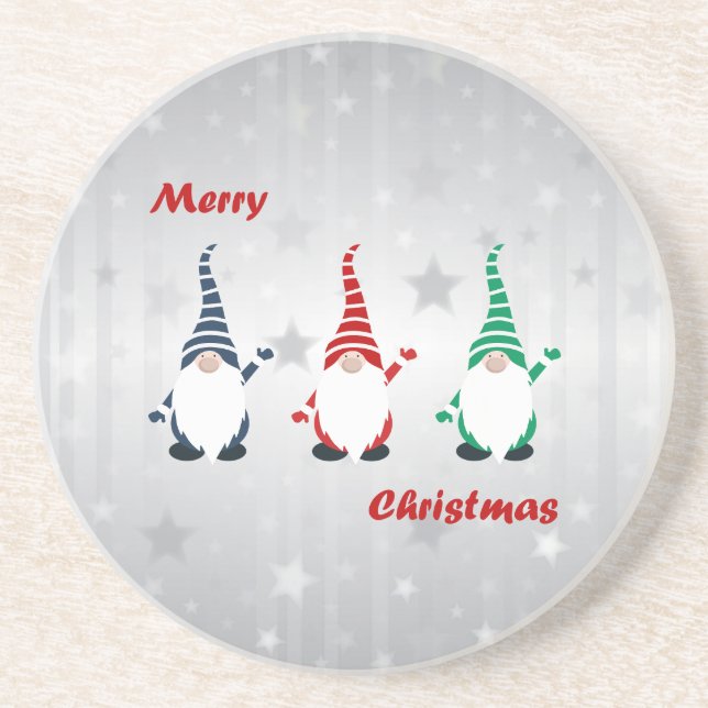 Frohe Weihnachten aus den Weihnachtsgnomen Getränkeuntersetzer (Vorne)