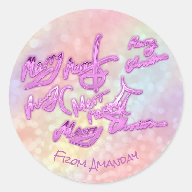 Frohe Weihnachten aus der holografischen Farbthera Runder Aufkleber (Vorderseite)