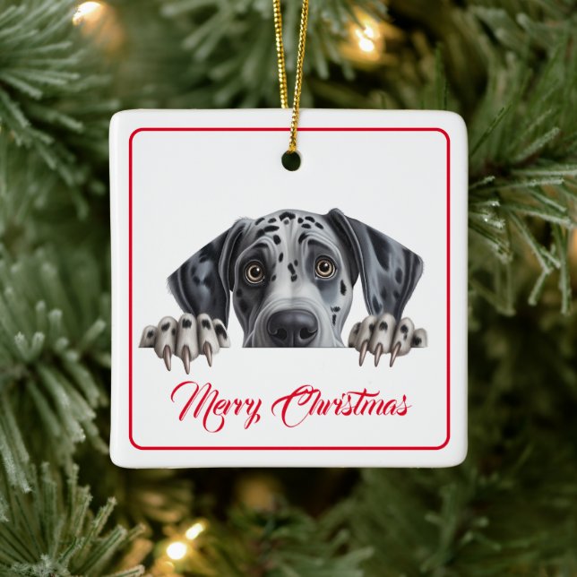 Frohe Weihnachten aus der Hunde Keramik Ornament (Baum)