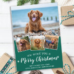 Frohe Weihnachten aus der Hunde Spaß Pet Foto Coll<br><div class="desc">Wir würden dir frohe Weihnachten wünschen! Versenden Sie niedliche und lustige Urlaubstage mit dieser niedlichen personalisierten Haustier Foto Urlaubskarte. Frohe Weihnachtswünsche vom Hund mit niedlichen Pfotendrucken in einem lustigen, modernen Foto Collage Design. Fügen Sie dem Hund die Fotos oder Fotos Ihrer Familie hinzu und personalisieren Sie mit Familienname, Nachricht und...</div>