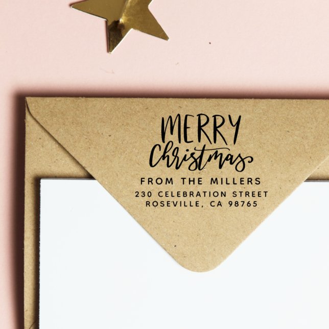 Frohe Weihnachten aus der Rücksendeadresse von Fam Permastempel (Rubber Stamp Mock-up)