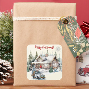 Frohe Weihnachten aus der Weihnachtskarte der Cabi Quadratischer Aufkleber