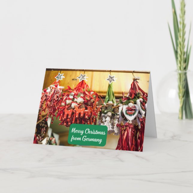 Frohe Weihnachten aus Deutschland - deutsche Ornam Karte (Vorderseite)