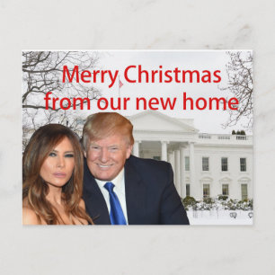 Frohe Weihnachten aus Donald und Melania Einladungspostkarte