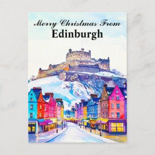 Frohe Weihnachten aus Edinburgh Schottland Reise Postkarte