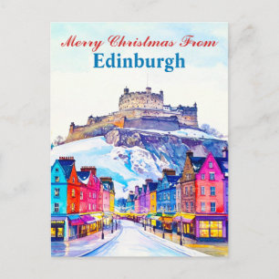 Frohe Weihnachten aus Edinburgh Schottland Winter Postkarte