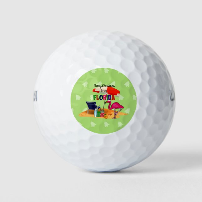 Frohe Weihnachten aus Florida, bunt Golfball (Vorderseite)