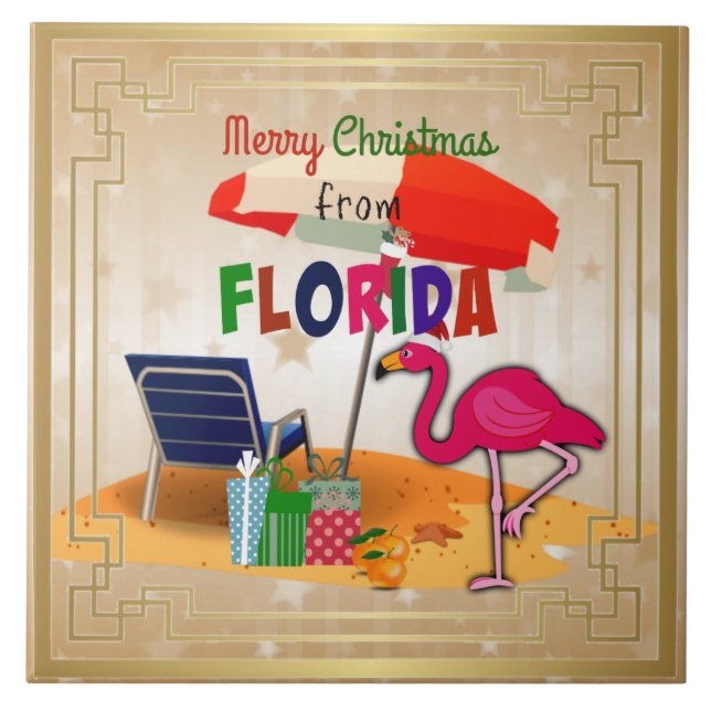 Frohe Weihnachten aus Florida Fliese (Vorderseite)